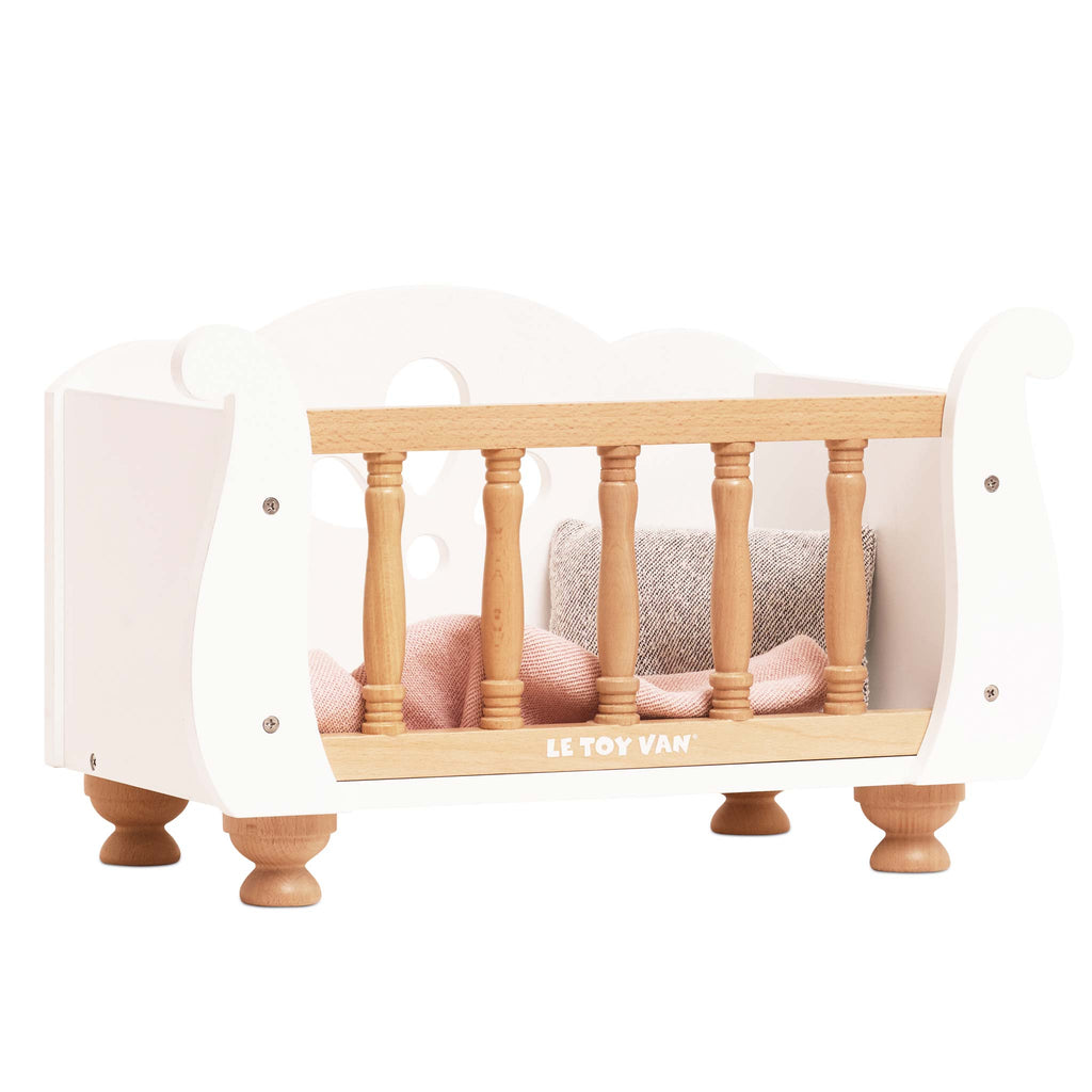 Wooden Doll's Cot with Bedding Set