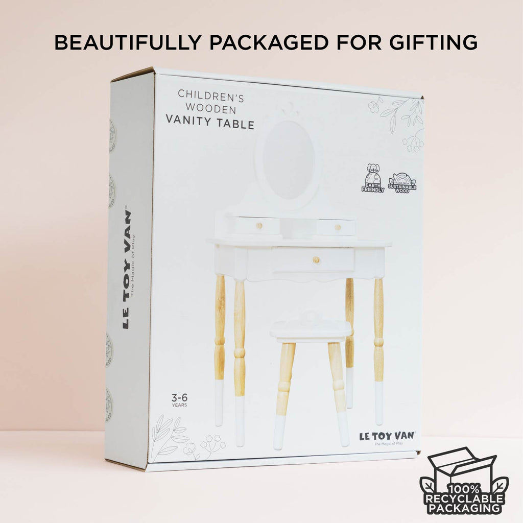 Vintage Dressing Table with Stool and Mirror