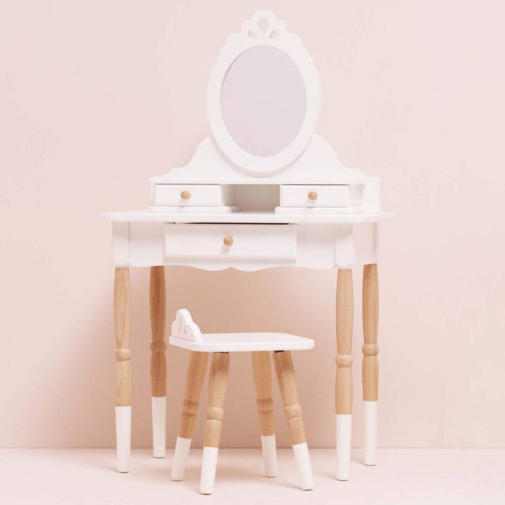 Vintage Dressing Table with Stool and Mirror