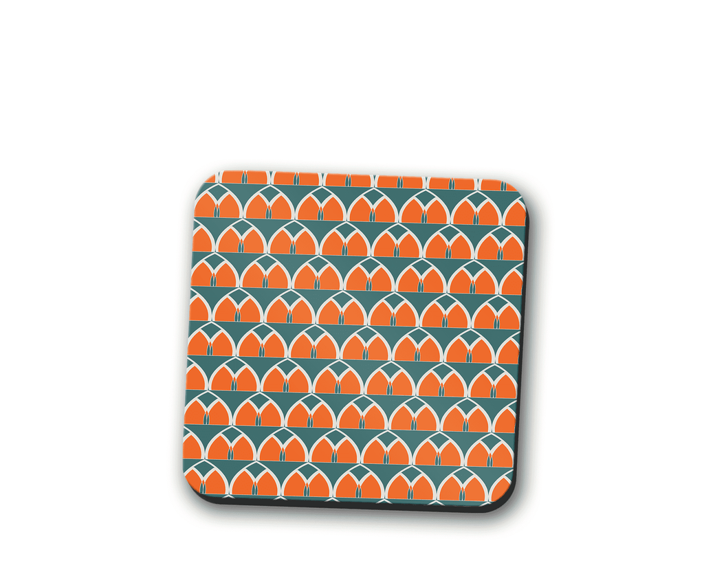 Teal and Geometric Arches Design Coaster, Table Decor Drinks Mat
