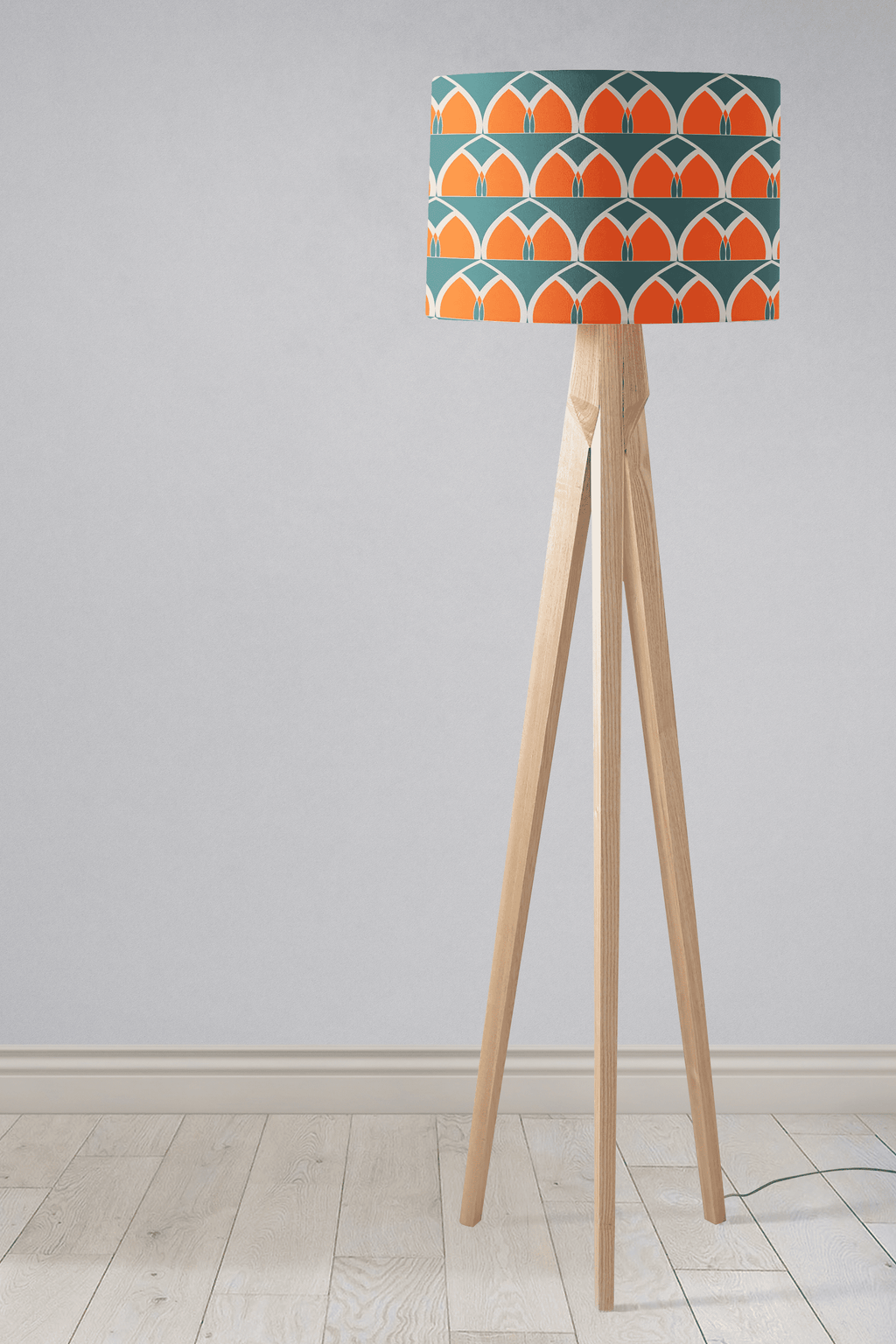 Teal and Orange Geometric Arches Design Lampshade, Ceiling or Table Lamp Shade