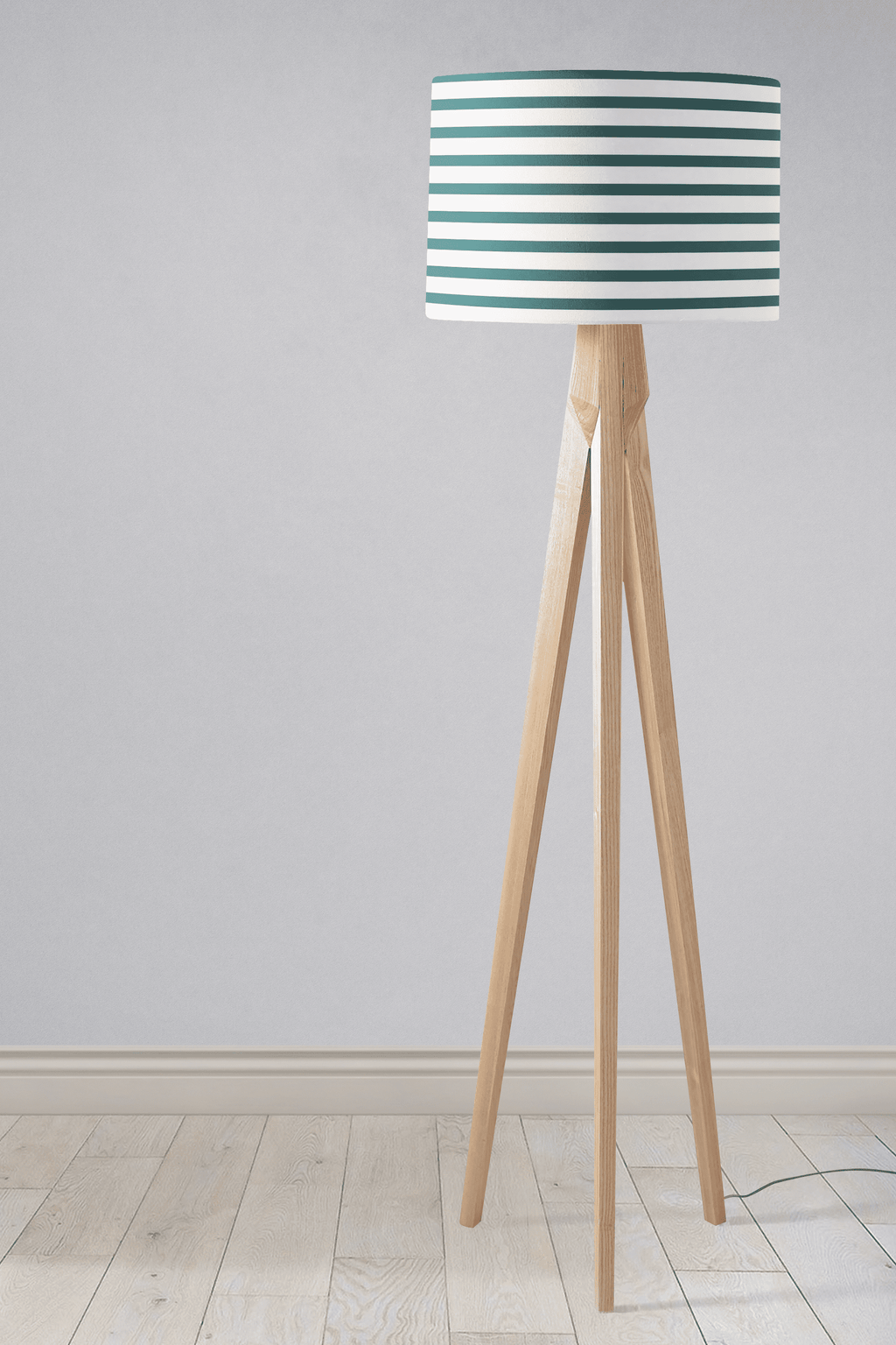 Teal and White Geometric Striped Lampshade, Ceiling or Table Lamp Shade