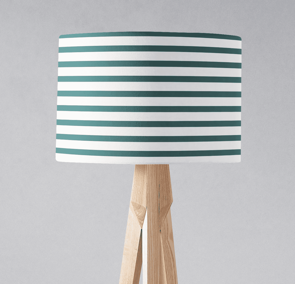 Teal and White Geometric Striped Lampshade, Ceiling or Table Lamp Shade