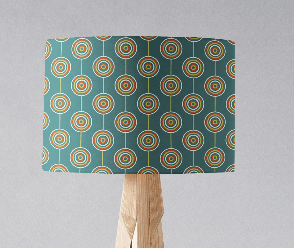 Teal Retro Circles Design Lampshade, Ceiling or Table Lamp Shade