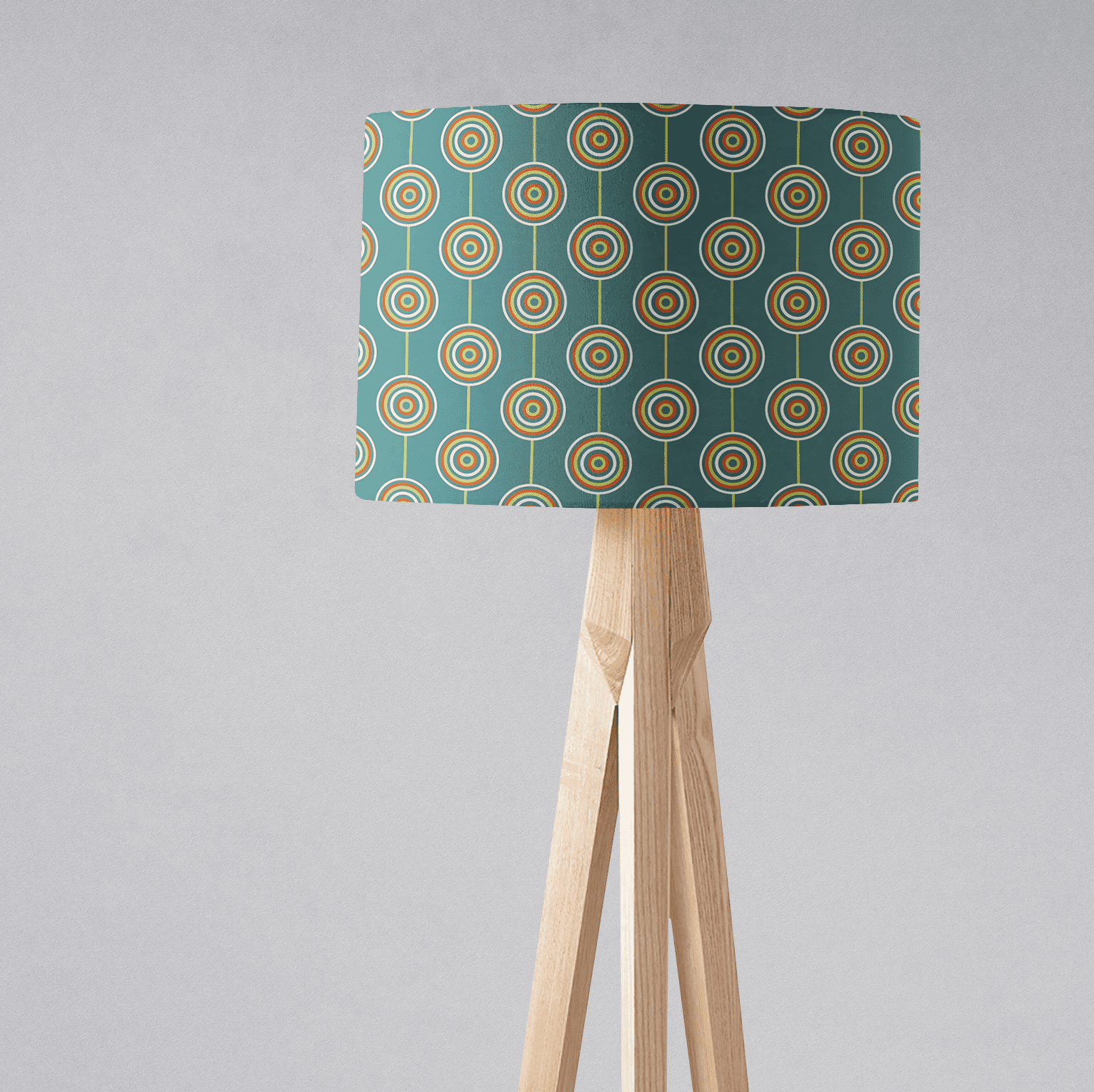 Teal Retro Circles Design Lampshade, Ceiling or Table Lamp Shade