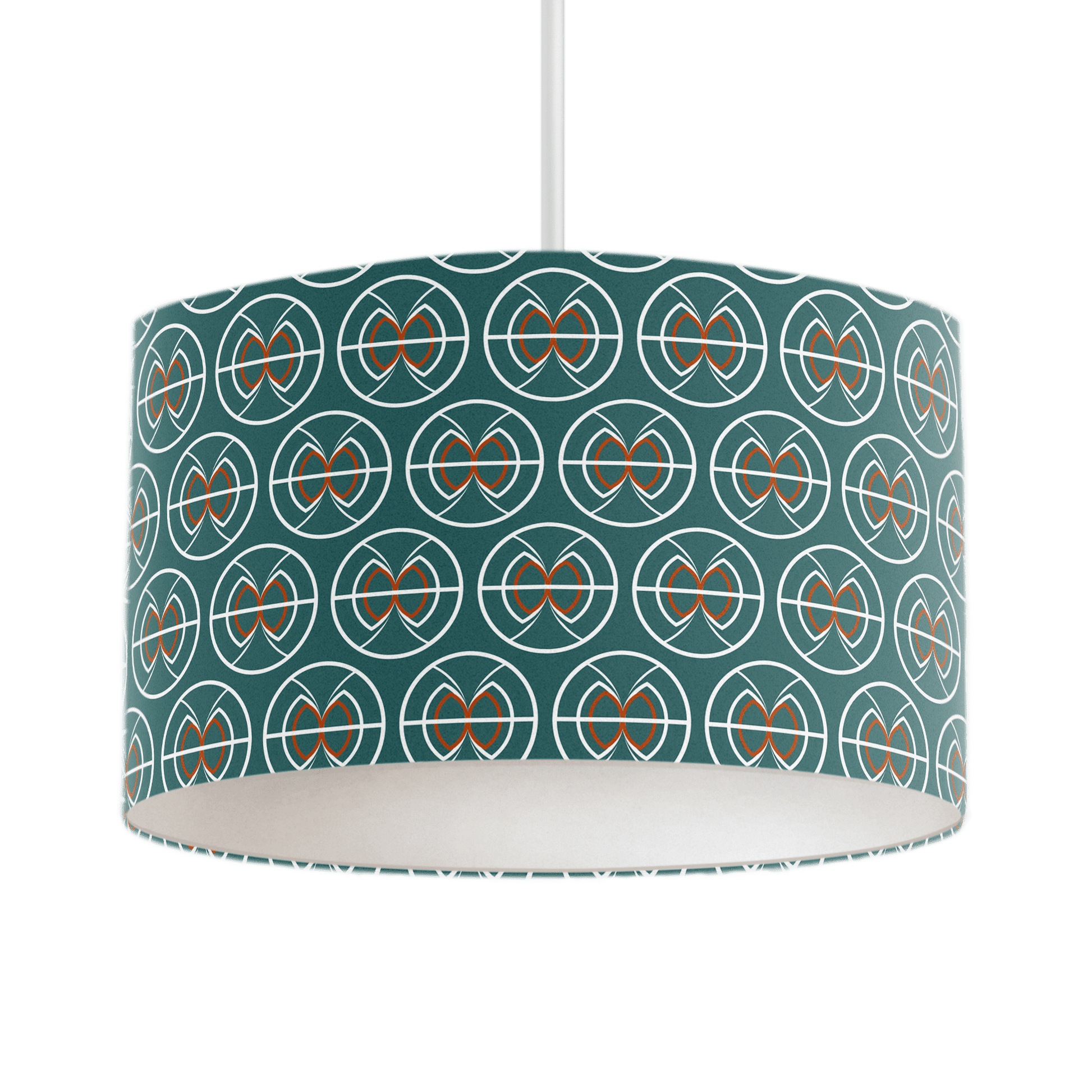 Teal and White Geometric Semi-Circle Design Lampshade, Ceiling or Table Lamp Shade