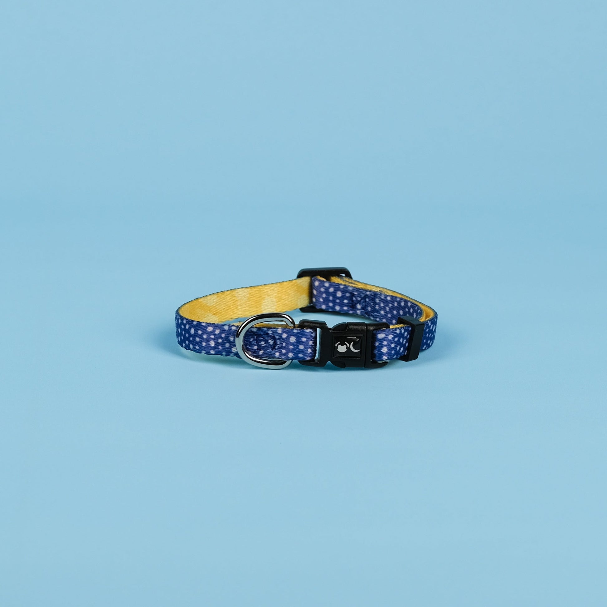 Minnie Dog Collar in Blue Polka Dot and Yellow