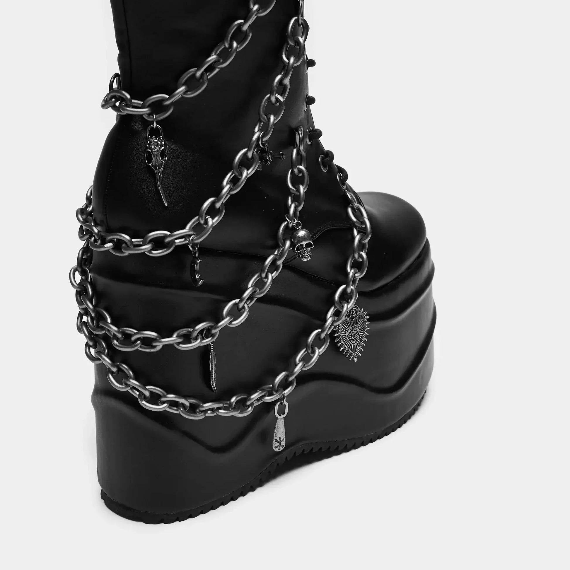 The Amygdala Platform Boots with Chains and Charms