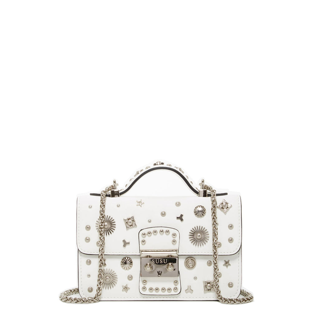 White Leather Crossbody Bag Small
