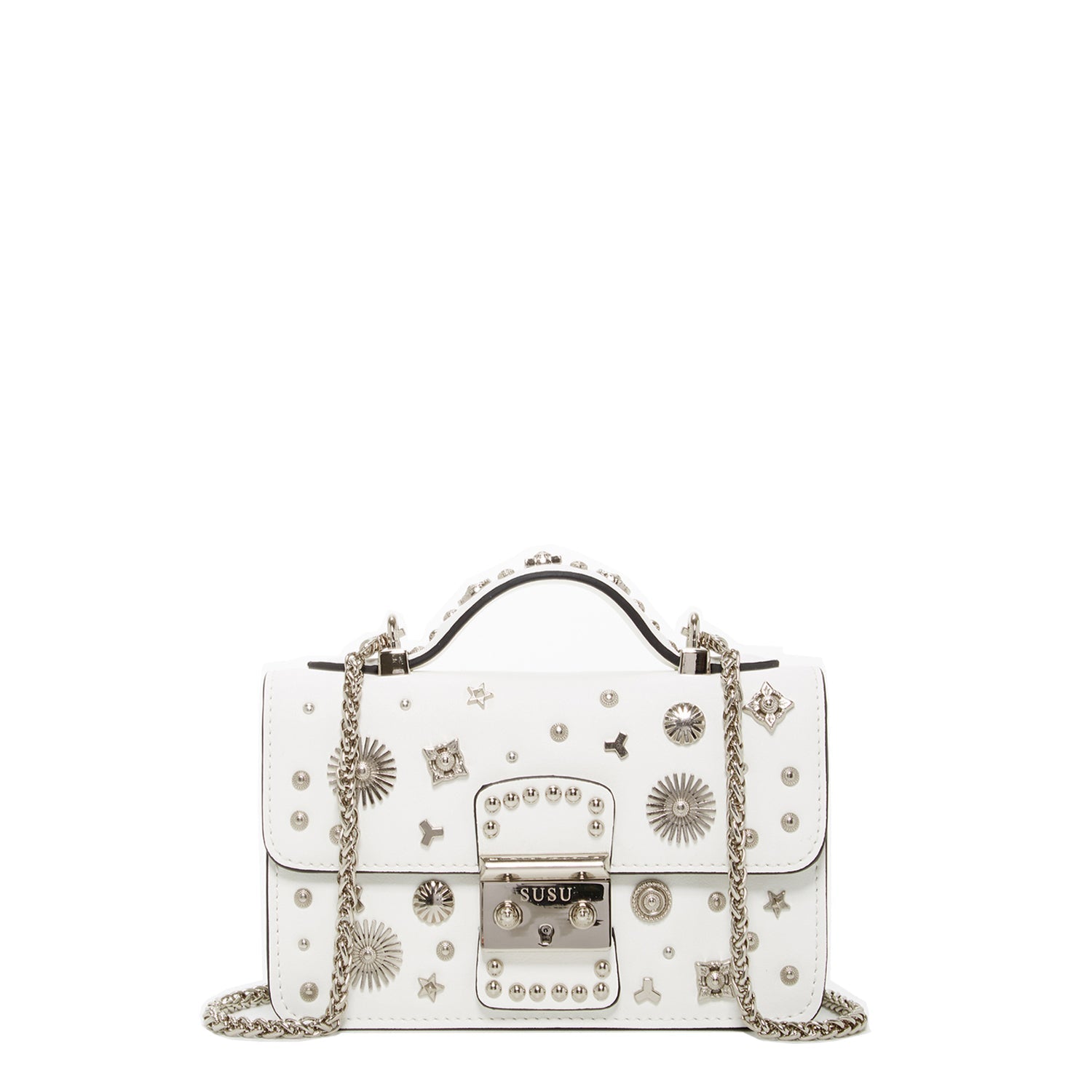 White Leather Crossbody Bag Small