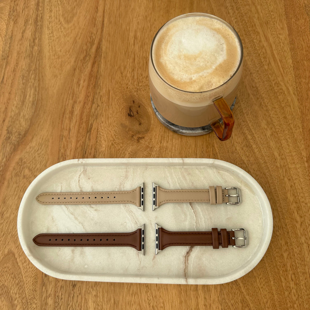 Lisse Sand Leather Apple Watch Strap