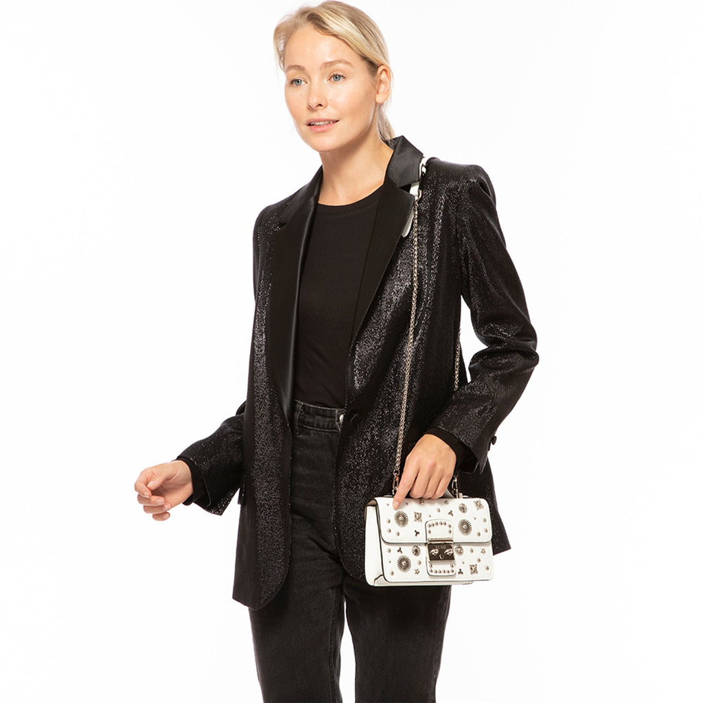 White Leather Crossbody Bag Small