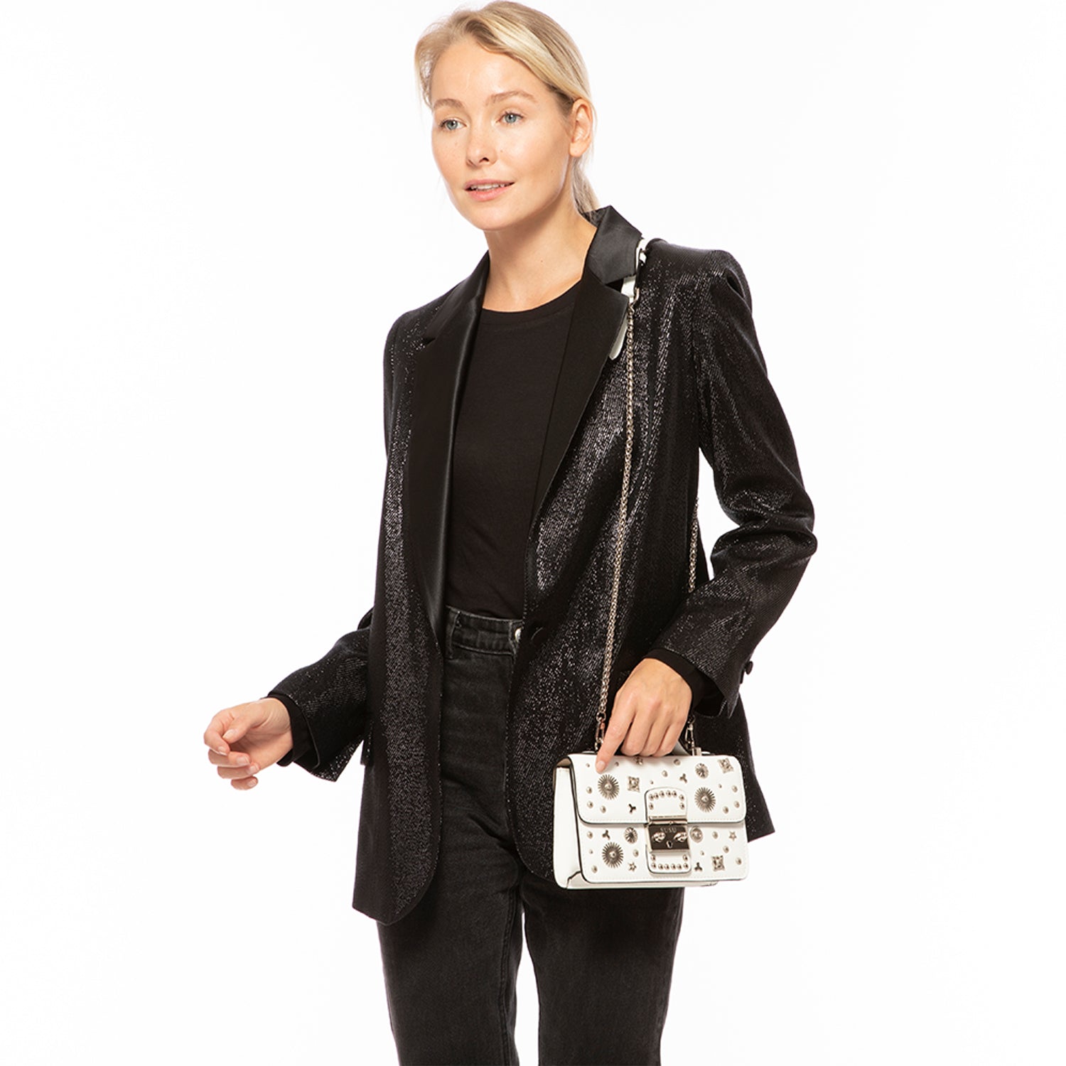 White Leather Crossbody Bag Small