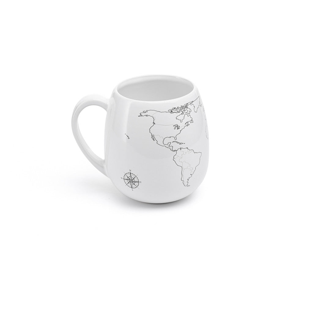World Map Colour In Mug With Ceramic Pen
