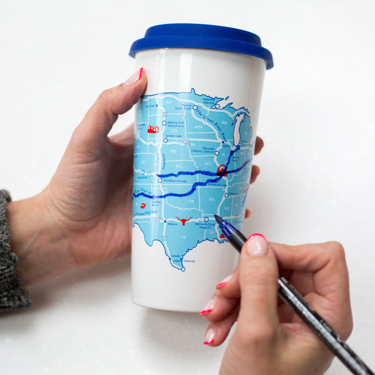 USA Road Trip Map Coloring Travel Mug