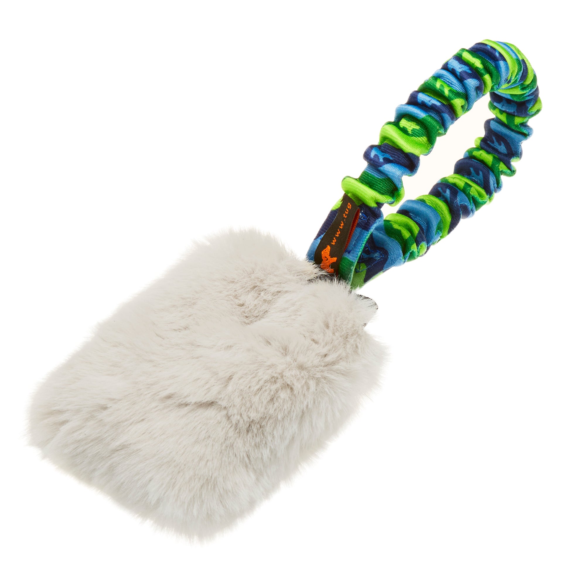 Faux Fur Pocket Squeaker Toy with Bungee Handle