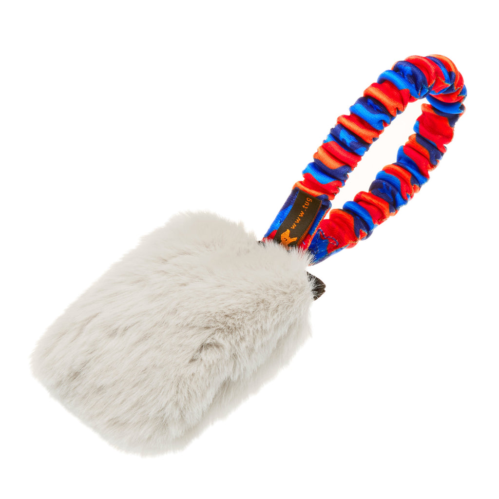 Faux Fur Pocket Squeaker Toy with Bungee Handle