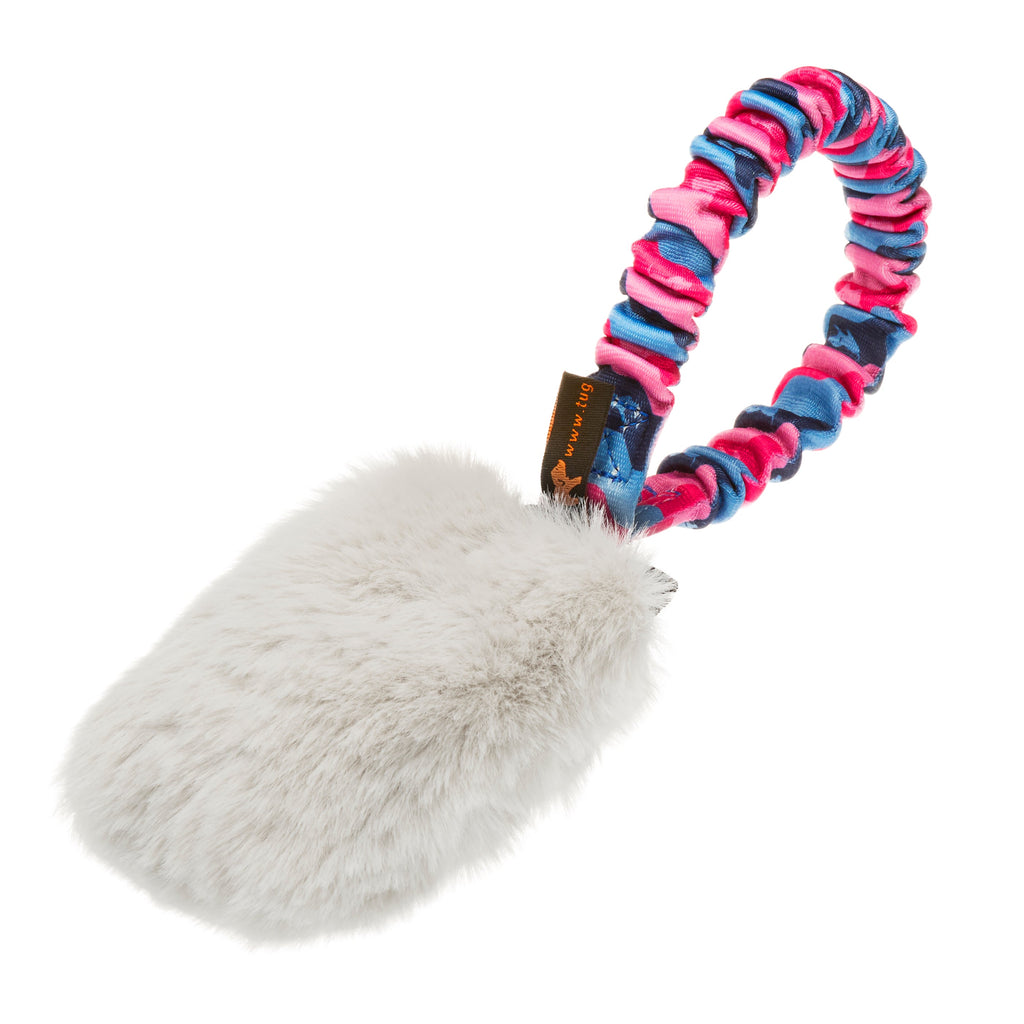 Faux Fur Pocket Squeaker Toy with Bungee Handle