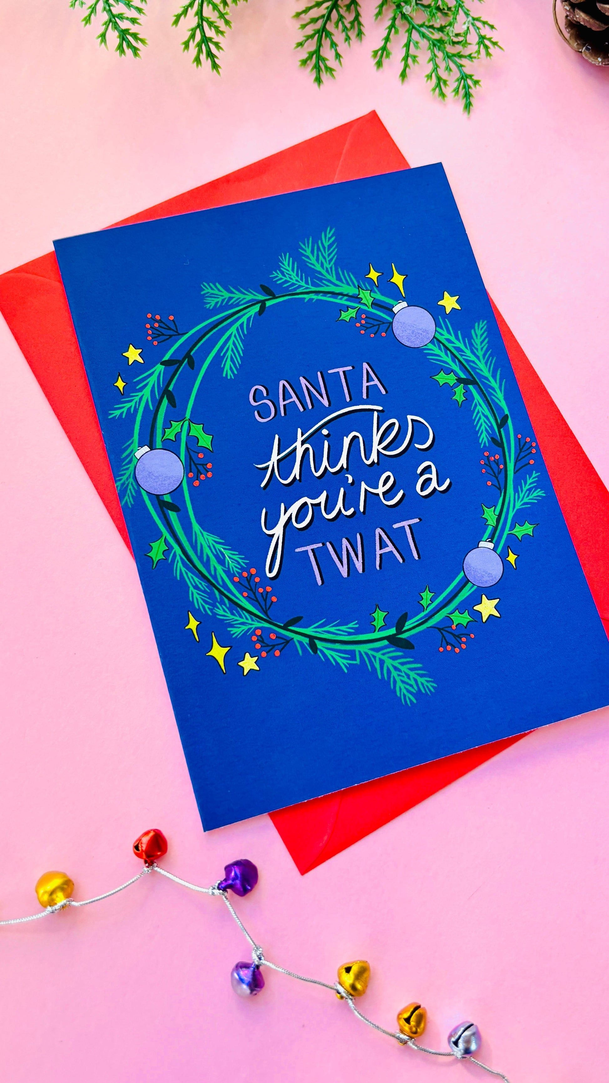 “Santa Thinks You’re a Tw*t” Christmas Card – Funny Cheeky Holiday Greeting
