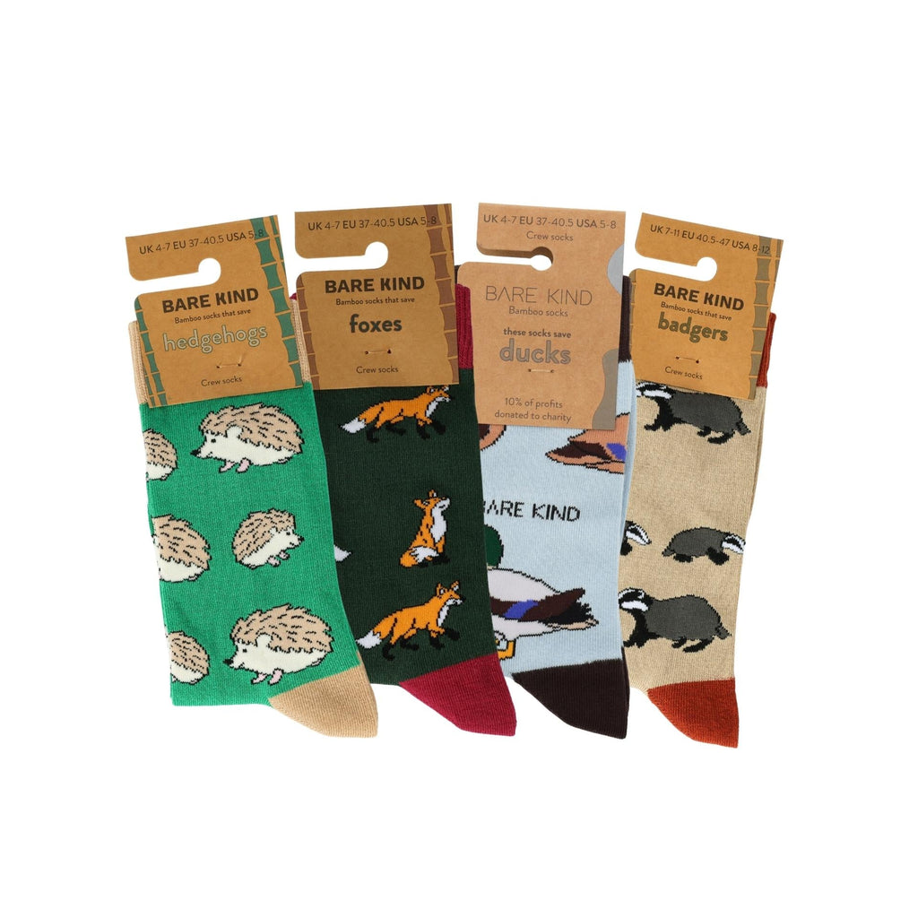 UK Wildlife Bundle of 4 Bamboo Sock Set