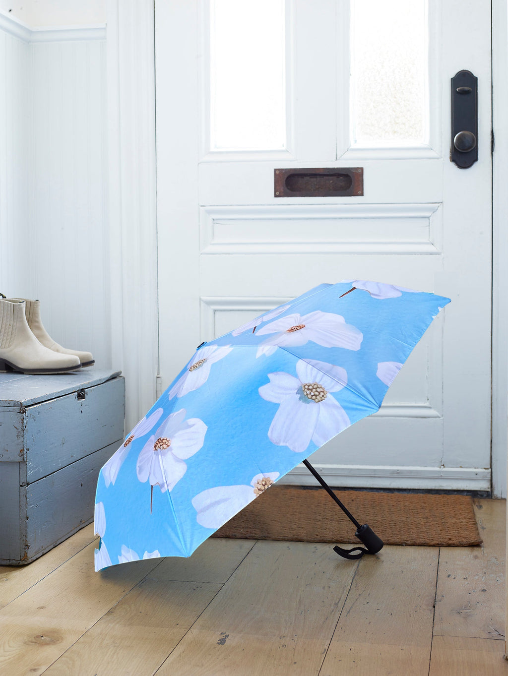 Dogwood Blossoms Umbrella in Pale Blue