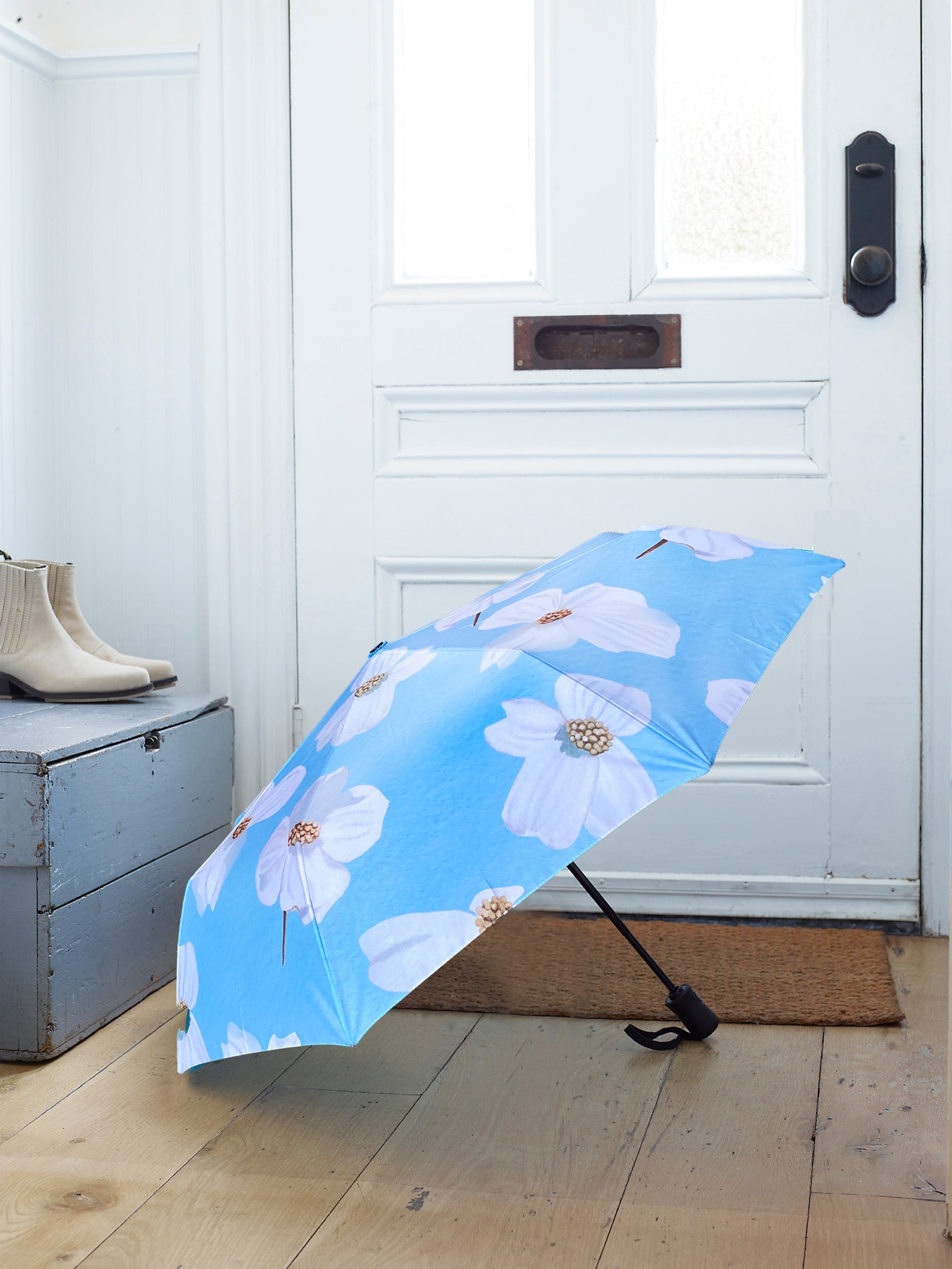 Dogwood Blossoms Umbrella in Pale Blue