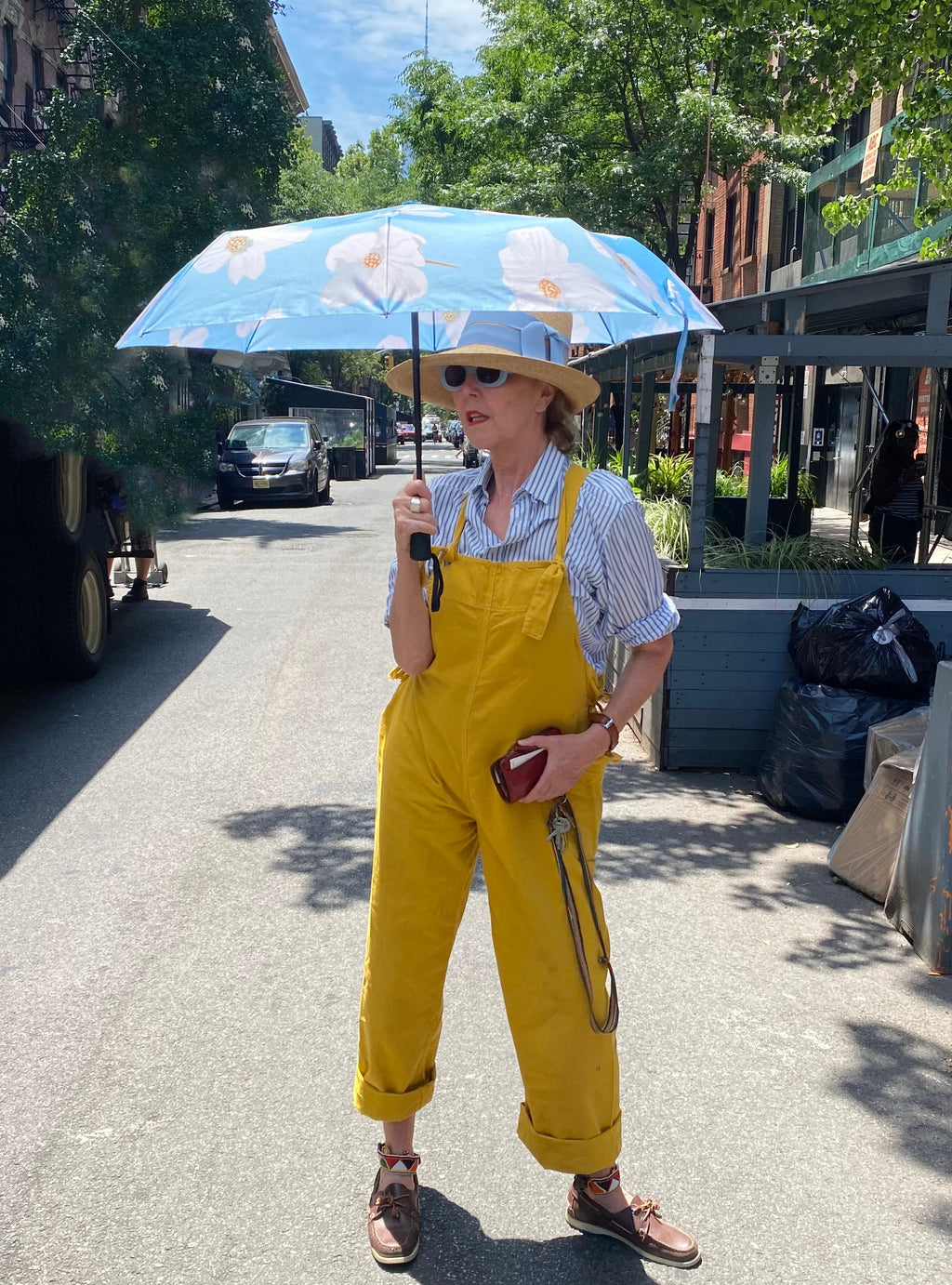 Dogwood Blossoms Umbrella in Pale Blue