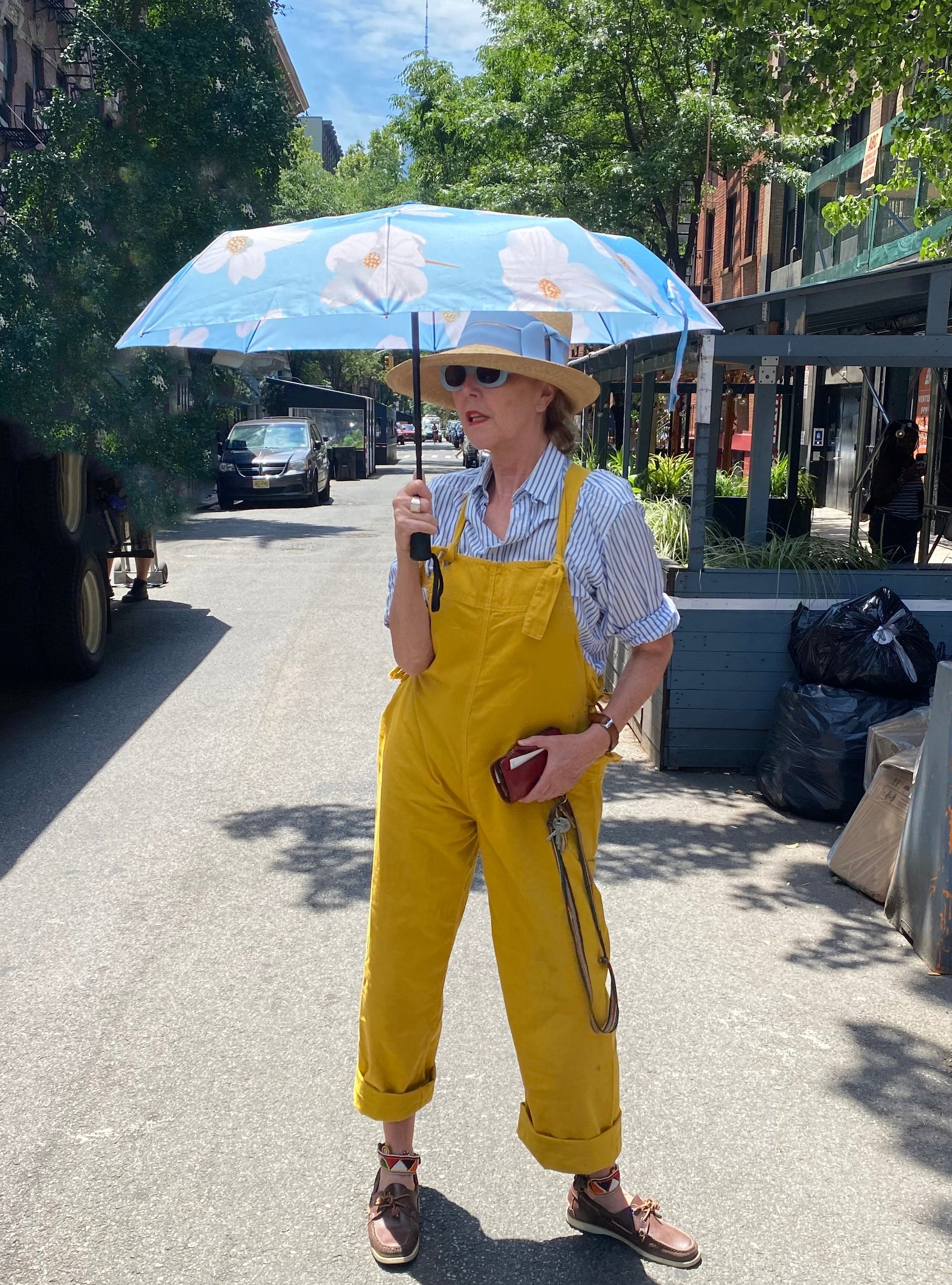 Dogwood Blossoms Umbrella in Pale Blue