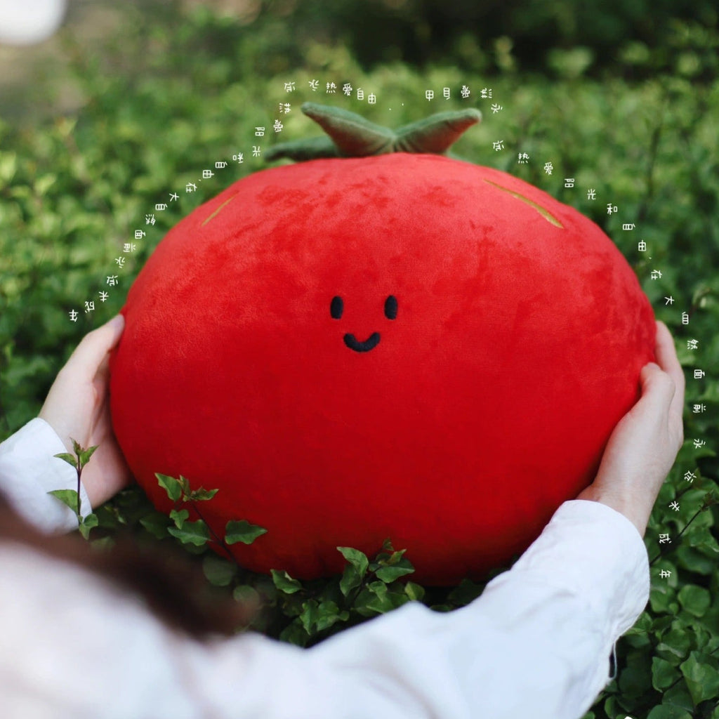 Tomato Plush Pillow in Red and Green