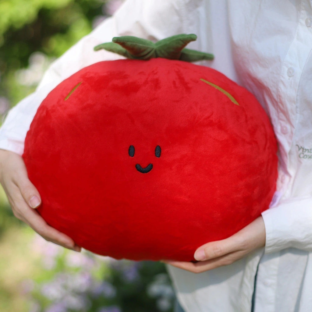 Tomato Plush Pillow in Red and Green