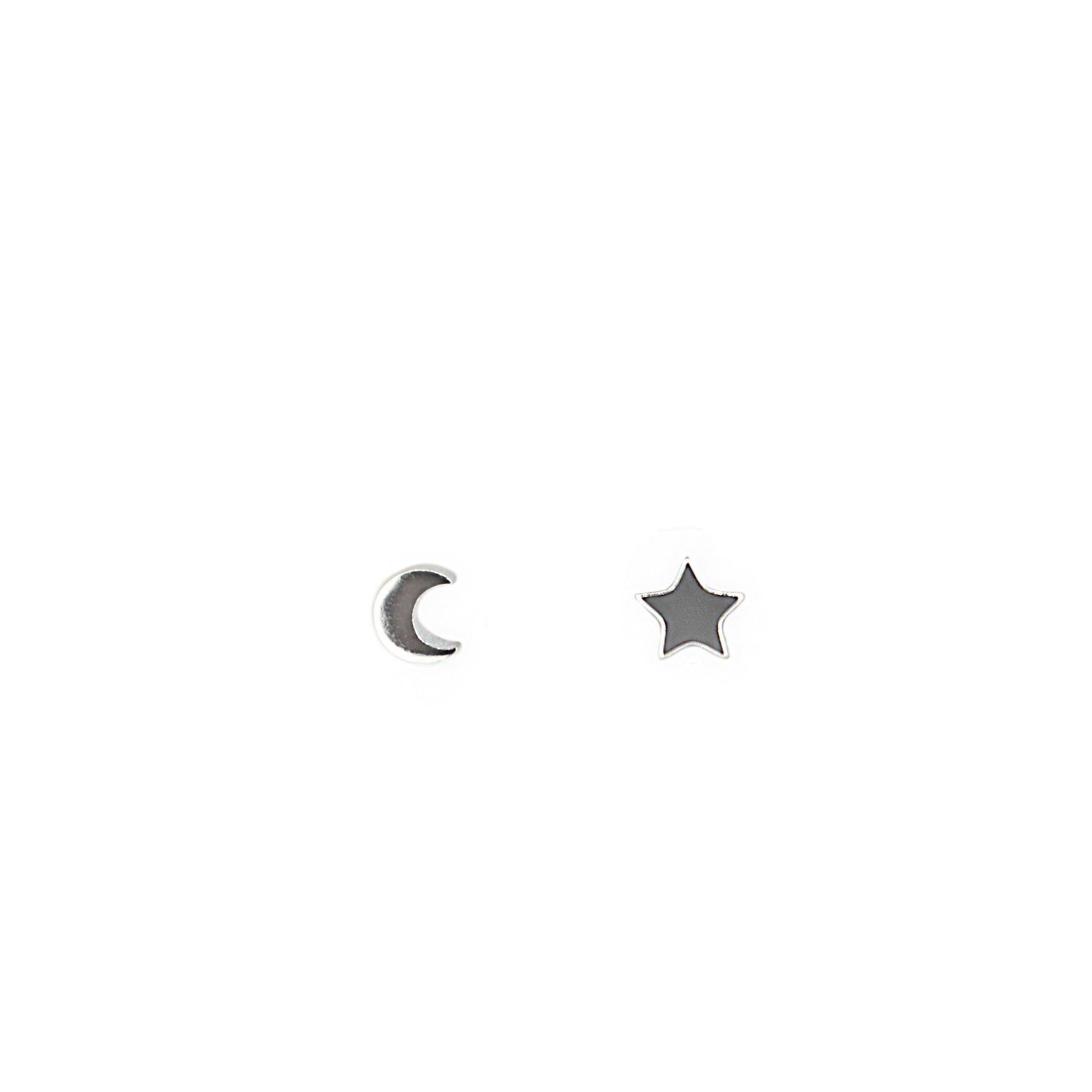 Moon and Star Sterling Silver Studs