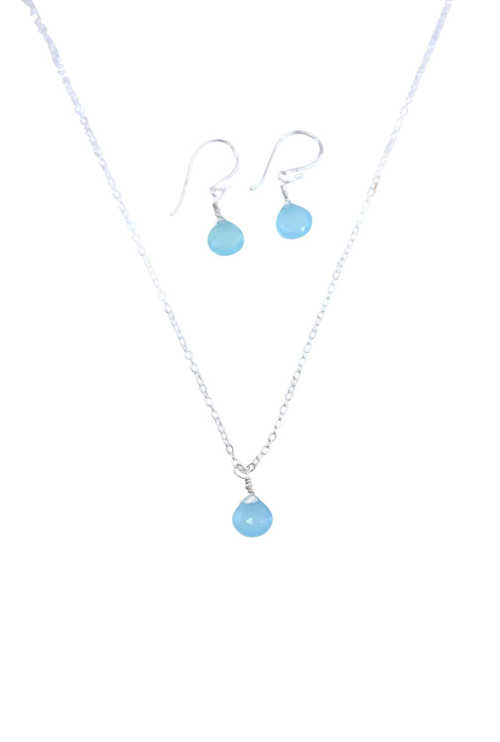Bailey Chalcedony and Sterling Silver Necklace and Earring Set