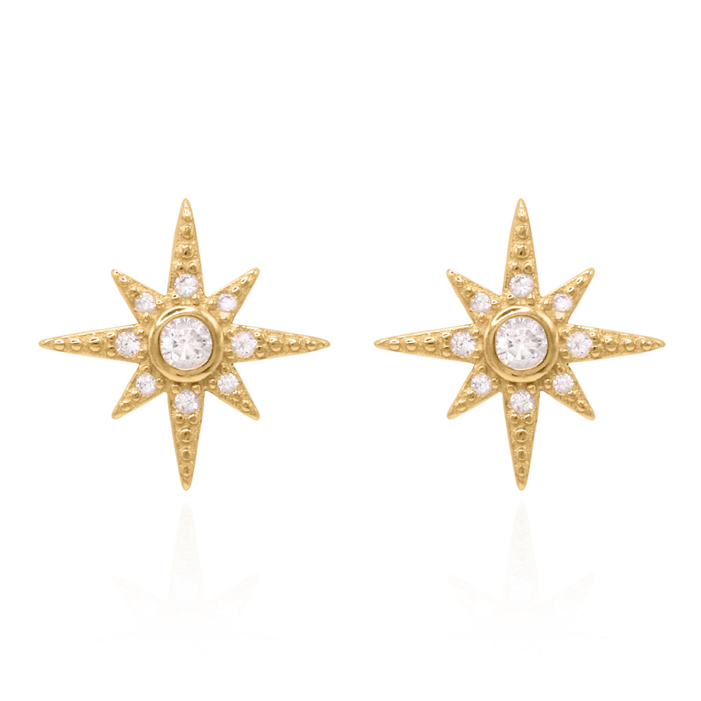 Ursa Birthstone Star Stud Earrings | 18K Gold Plated