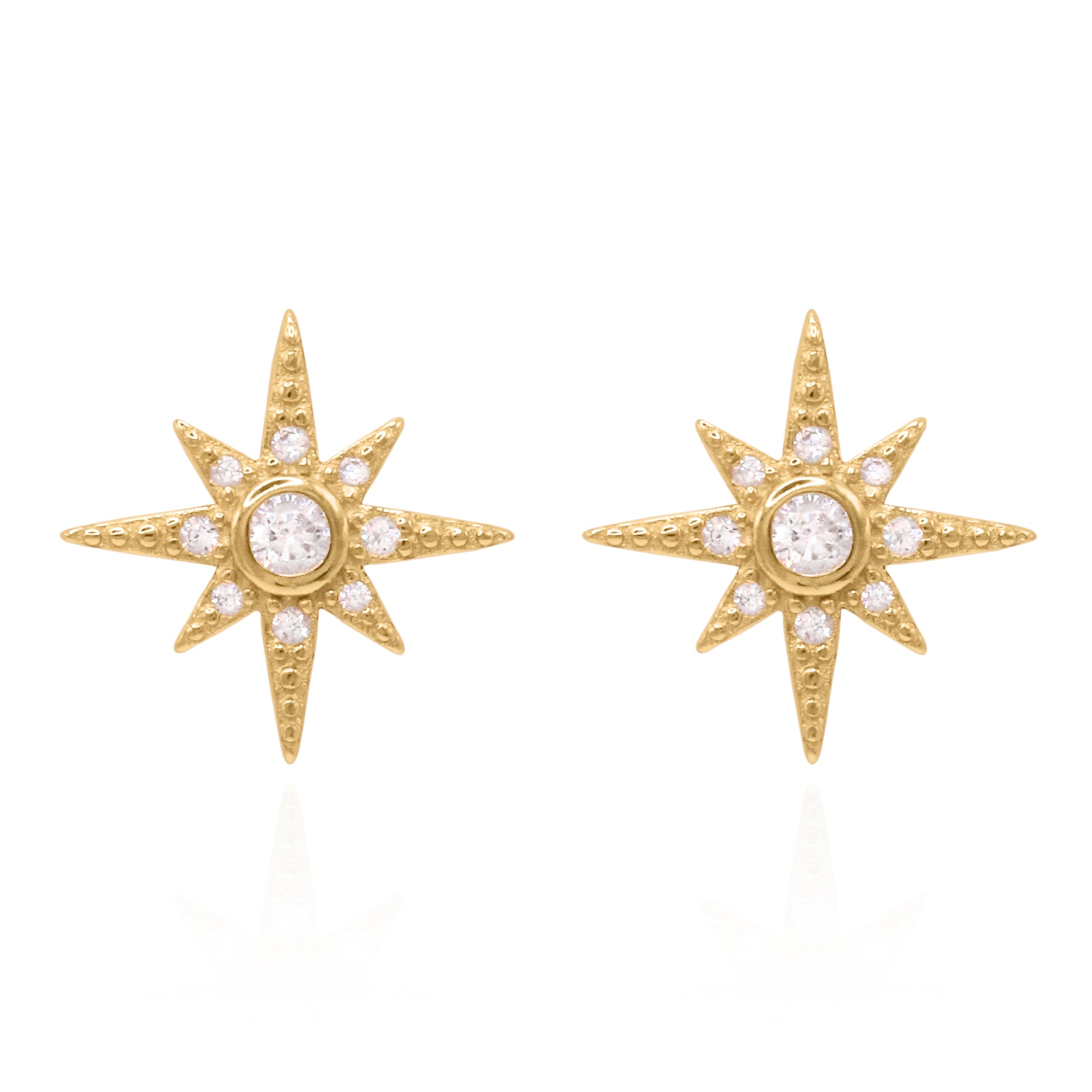 Ursa Birthstone Star Stud Earrings | 18K Gold Plated