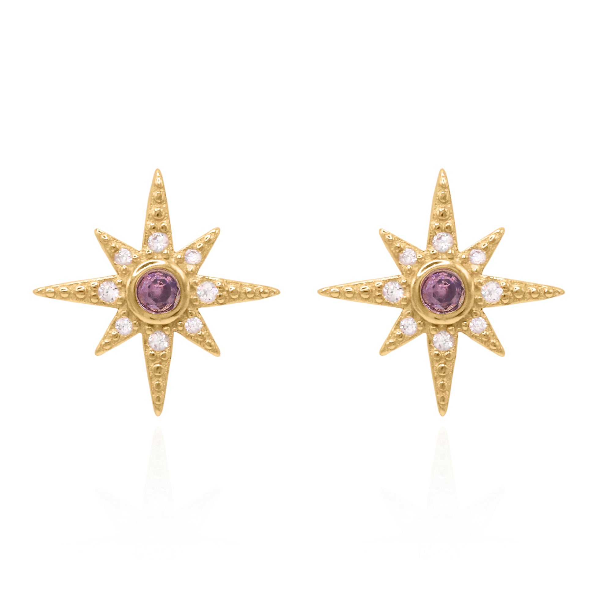Ursa Birthstone Star Stud Earrings | 18K Gold Plated