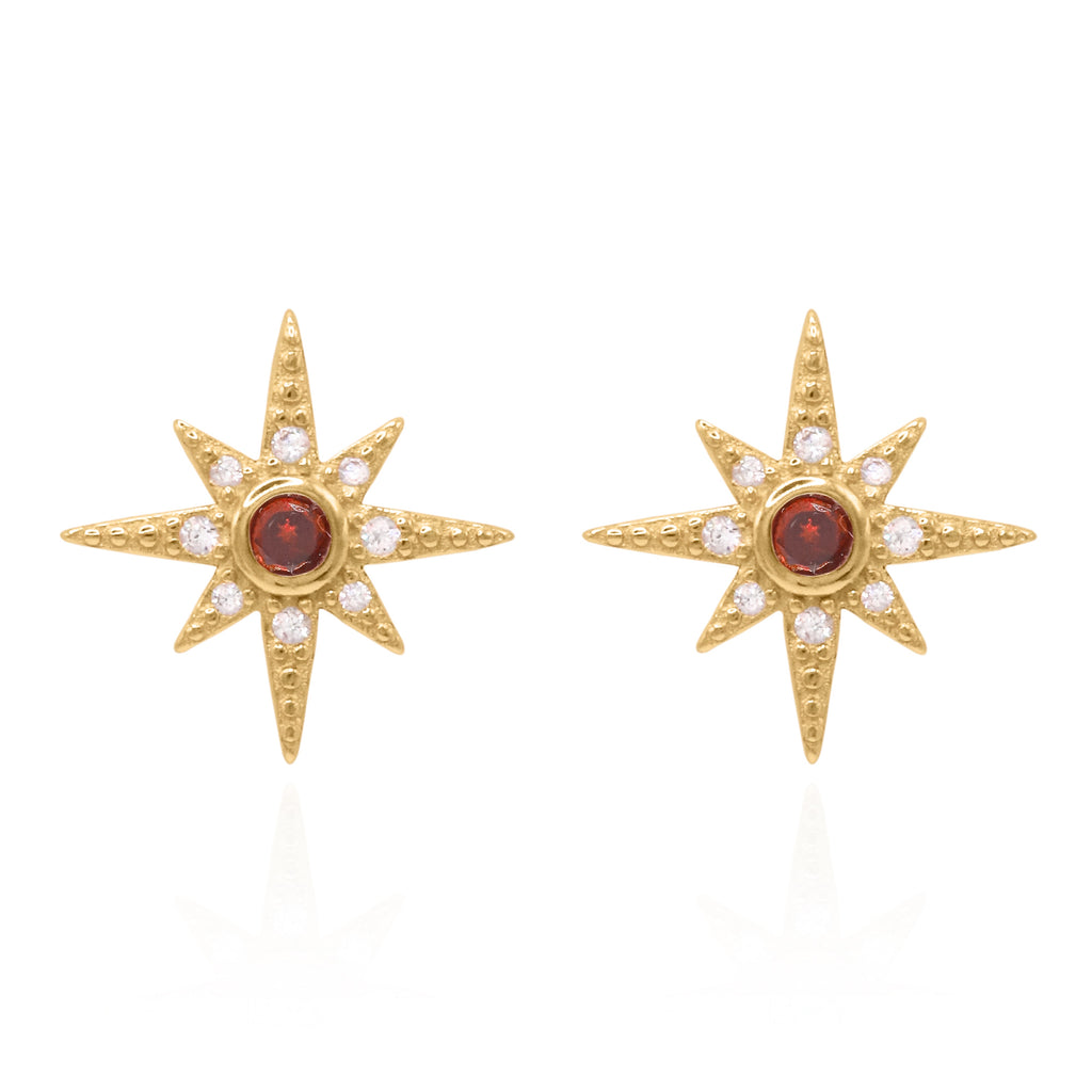 Ursa Birthstone Star Stud Earrings | 18K Gold Plated