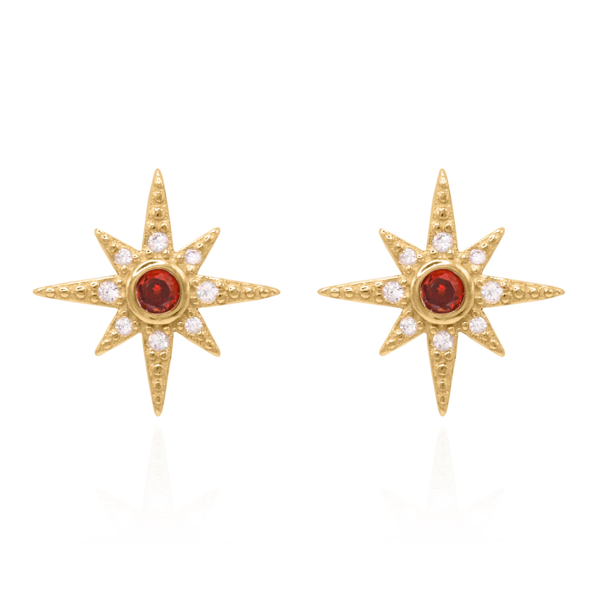 Ursa Birthstone Star Stud Earrings | 18K Gold Plated