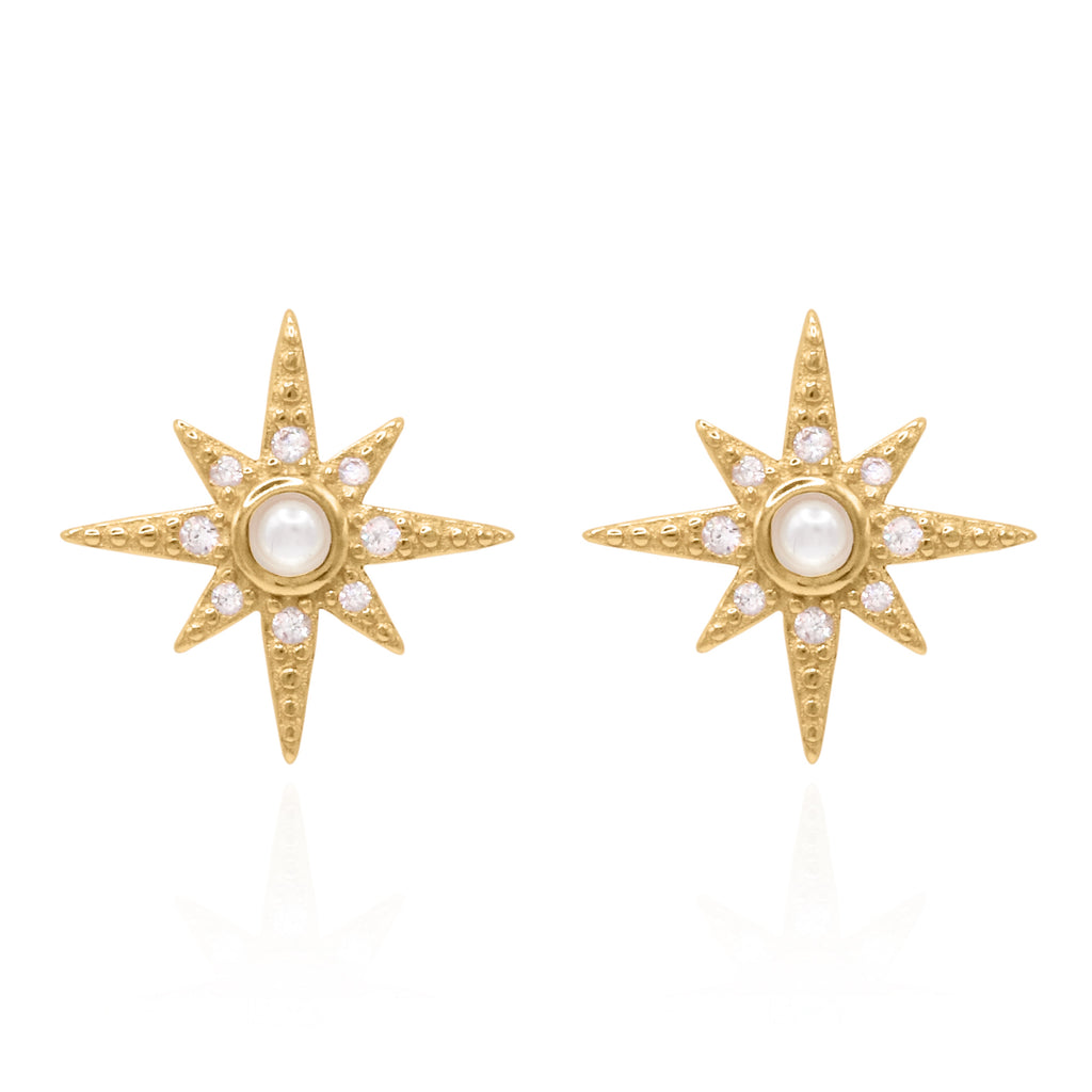 Ursa Birthstone Star Stud Earrings | 18K Gold Plated