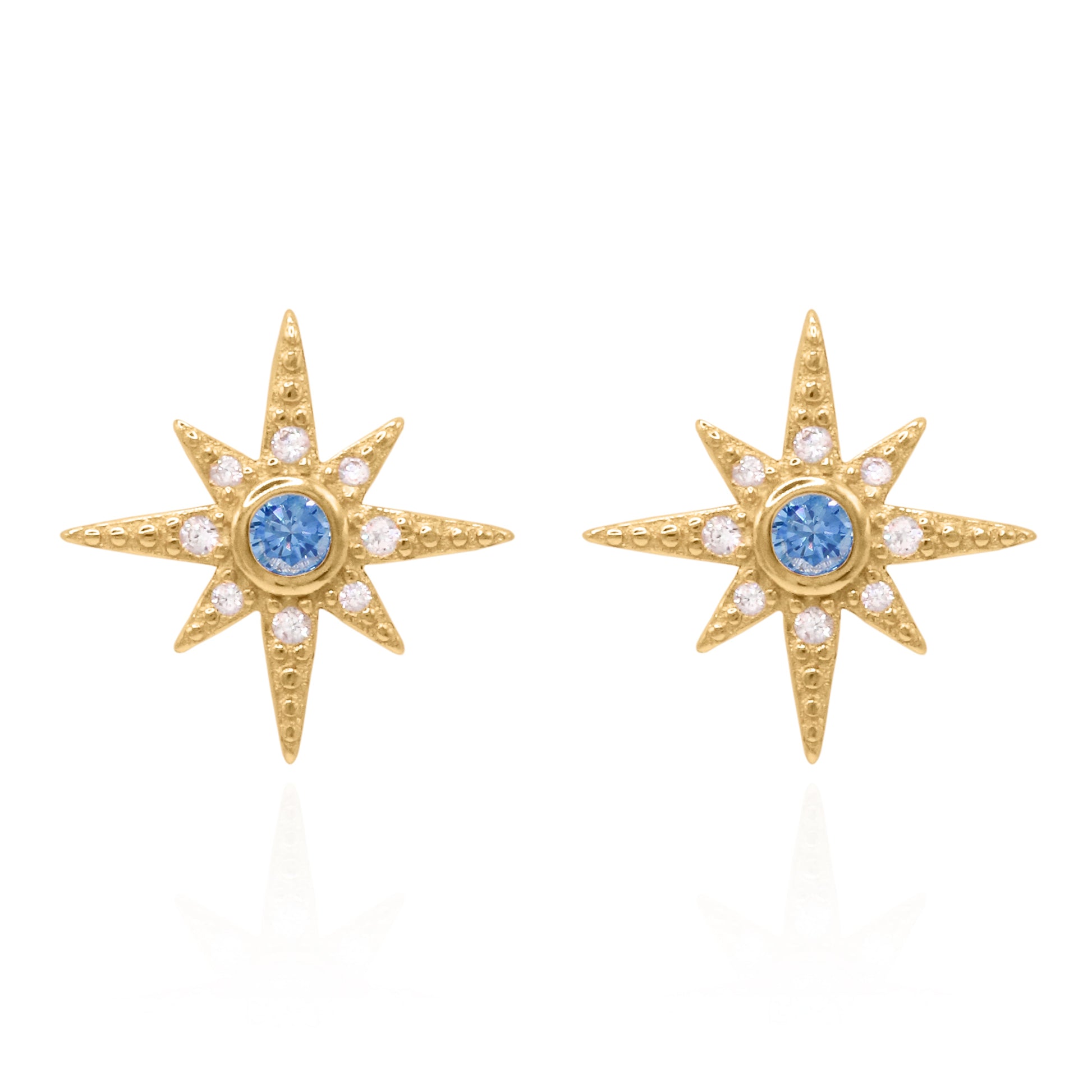 Ursa Birthstone Star Stud Earrings | 18K Gold Plated