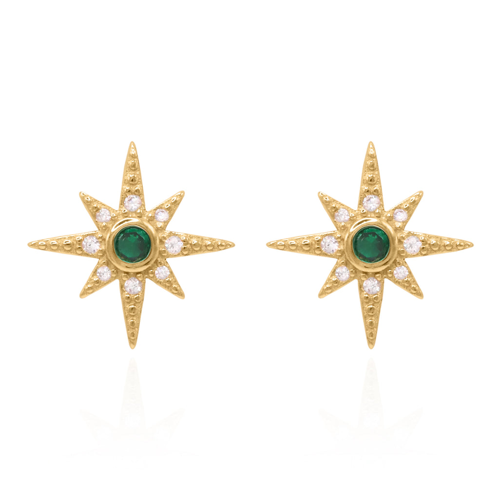 Ursa Birthstone Star Stud Earrings | 18K Gold Plated