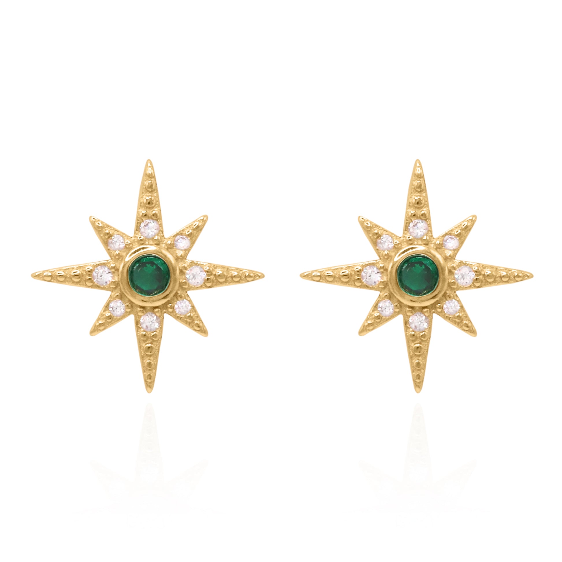 Ursa Birthstone Star Stud Earrings | 18K Gold Plated