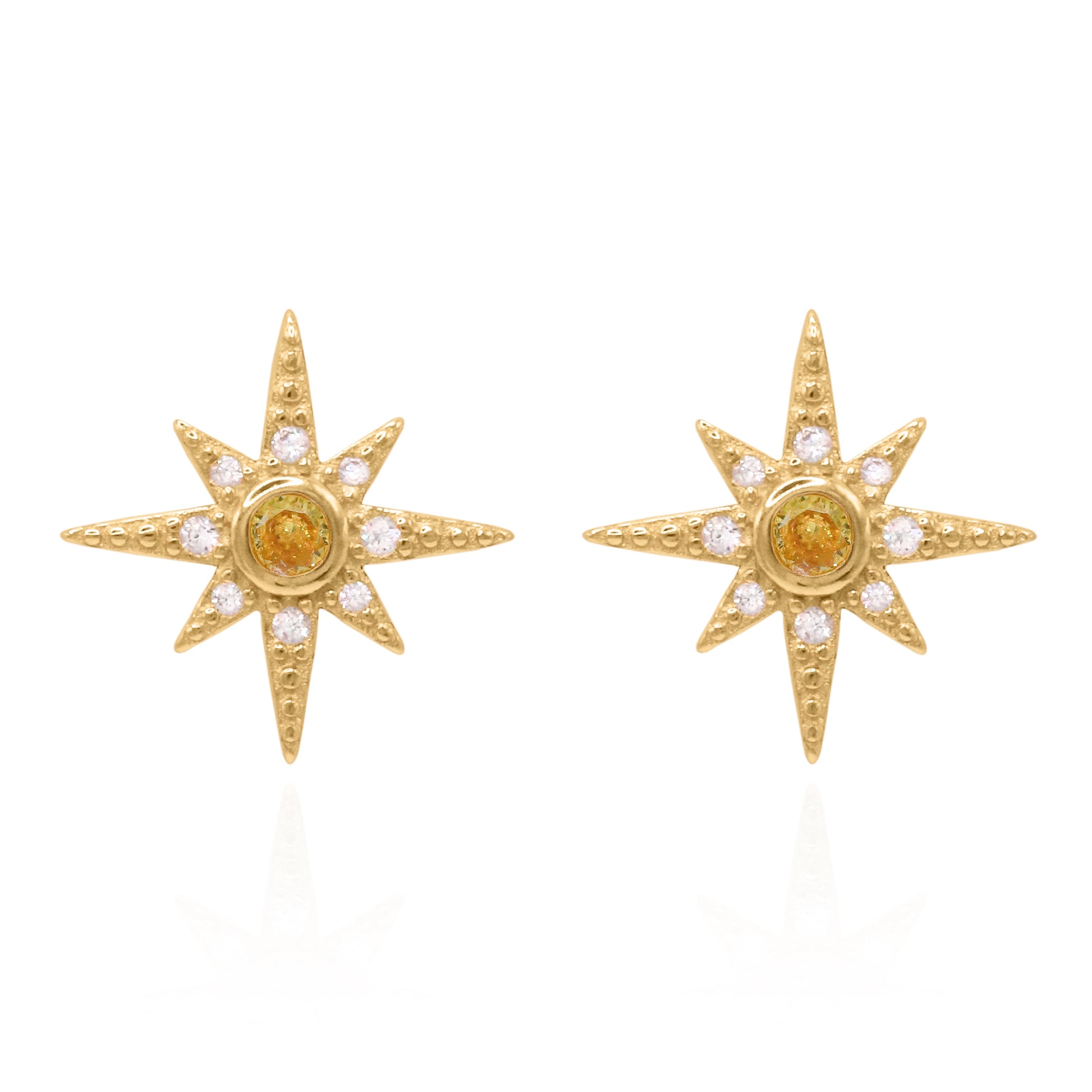 Ursa Birthstone Star Stud Earrings | 18K Gold Plated