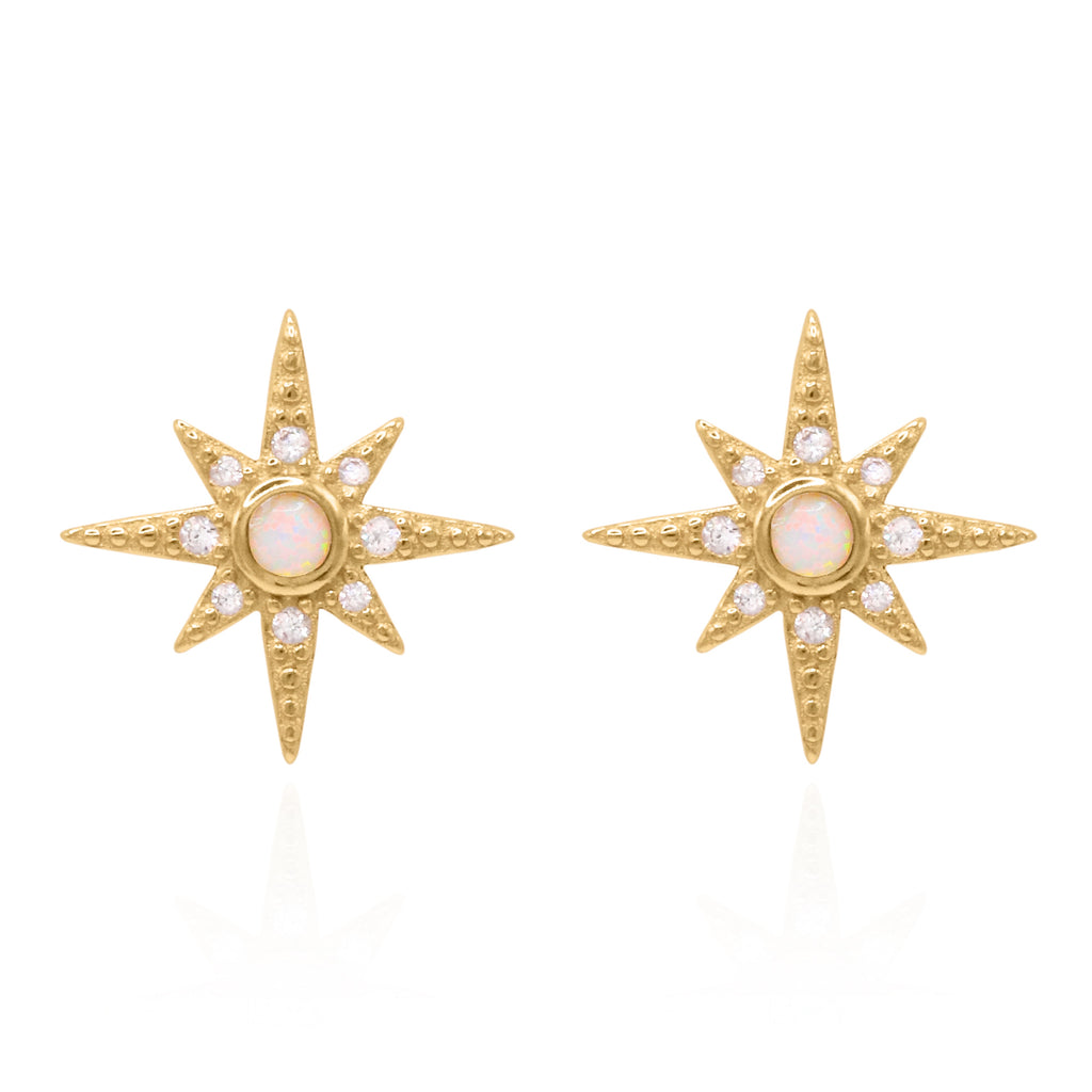 Ursa Birthstone Star Stud Earrings | 18K Gold Plated