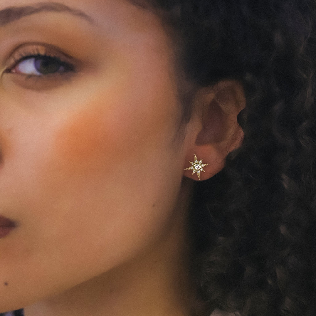 Ursa Birthstone Star Stud Earrings | 18K Gold Plated