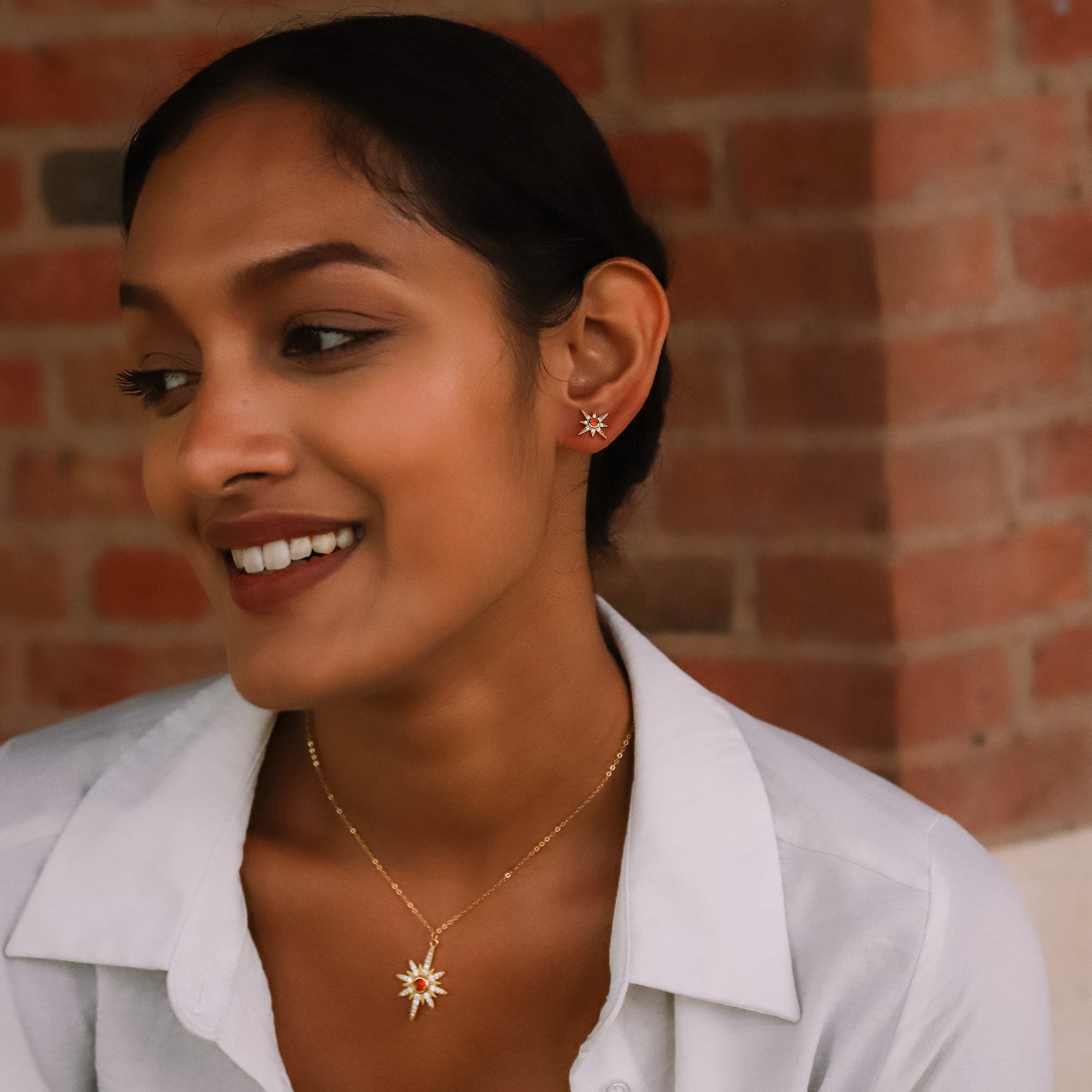 Ursa Birthstone Star Stud Earrings | 18K Gold Plated