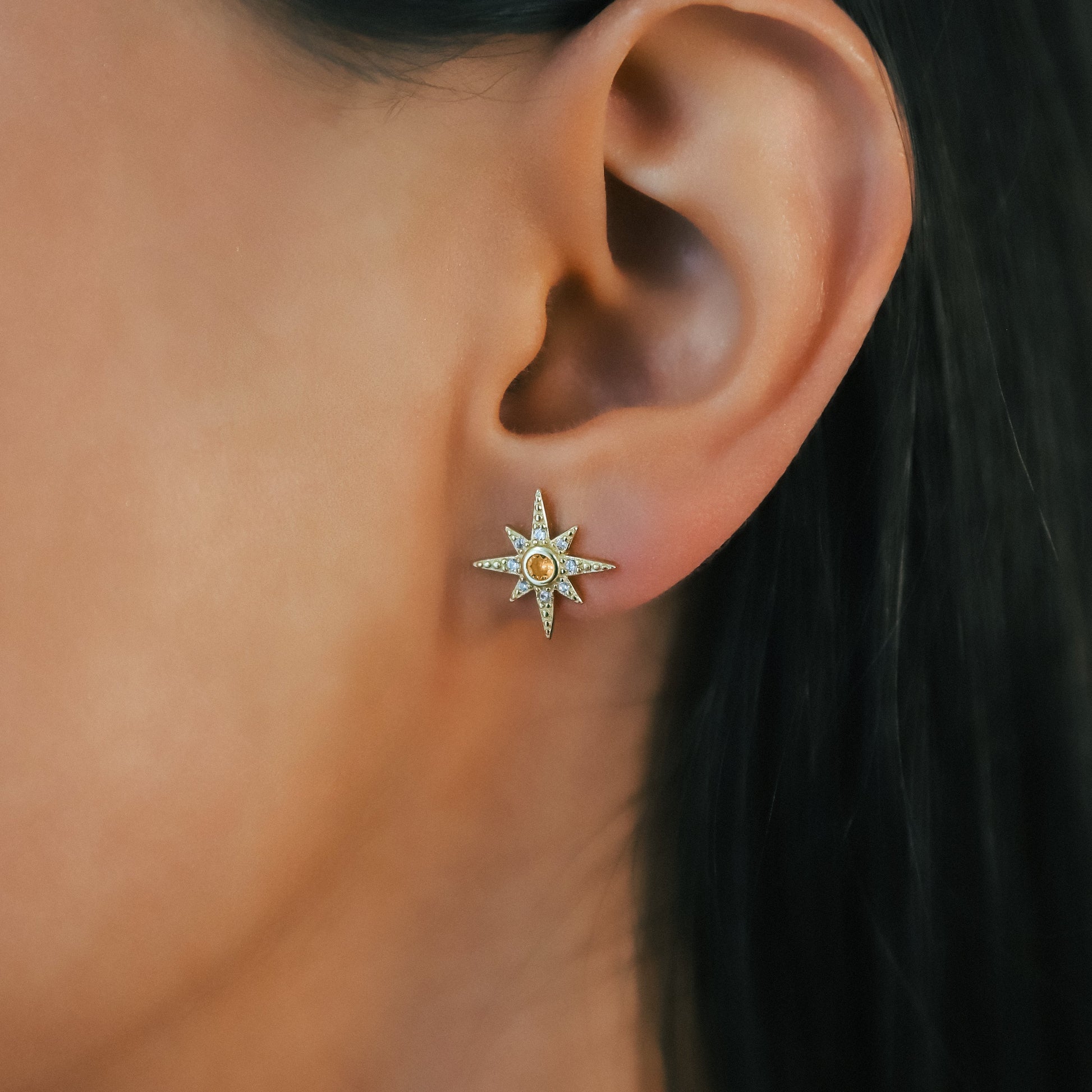 Ursa Birthstone Star Stud Earrings | 18K Gold Plated