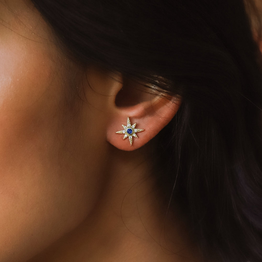 Ursa Birthstone Star Stud Earrings | 18K Gold Plated