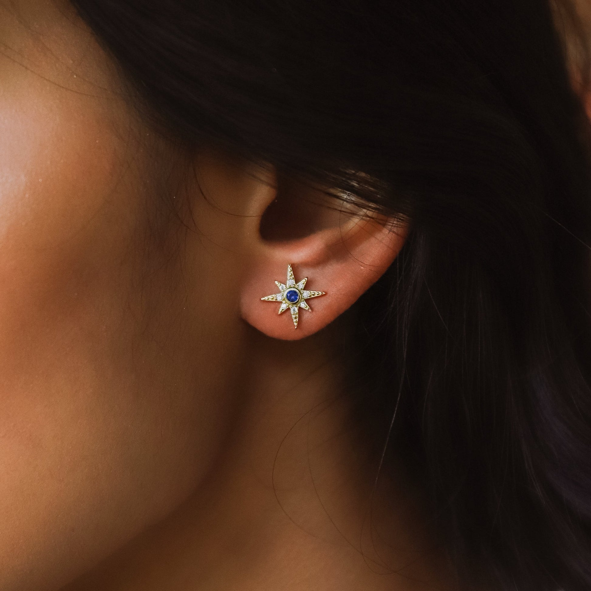 Ursa Birthstone Star Stud Earrings | 18K Gold Plated