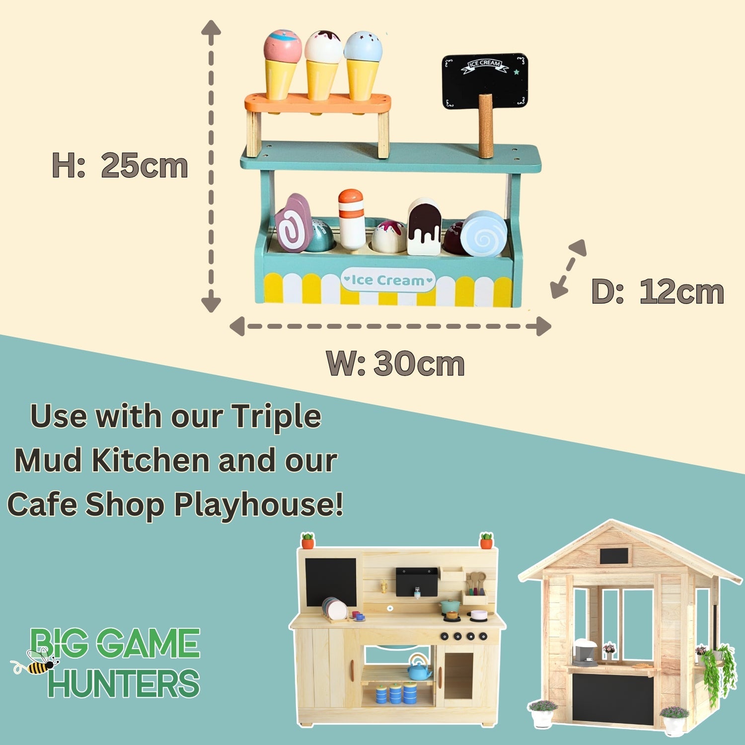 Wooden Ice Cream Shop Play Set