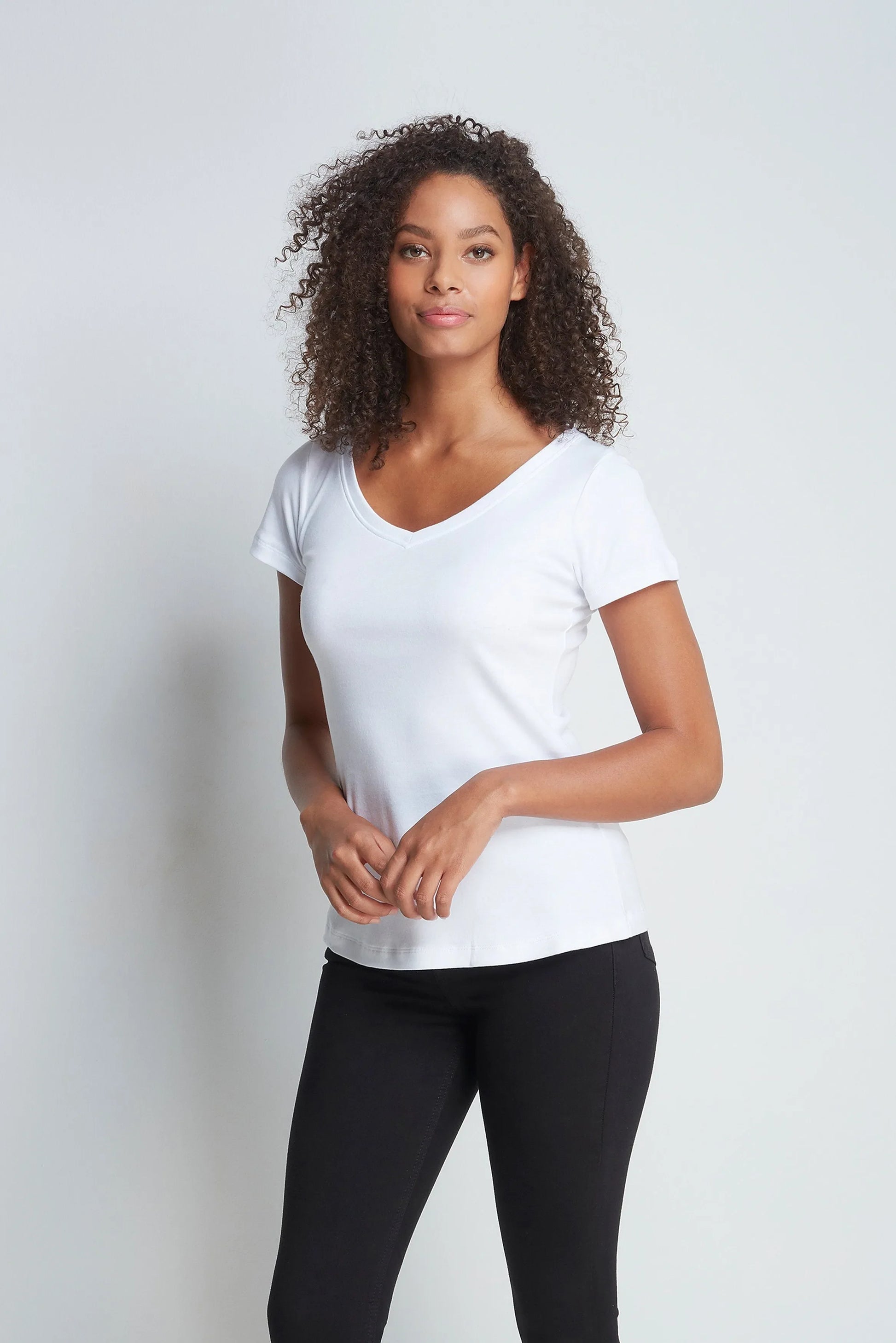 Women's V Neck Cotton Modal T-Shirt Short Sleeve